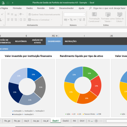 Planilha de Gestão de Portfolio de Investimentos em Excel Planilhas