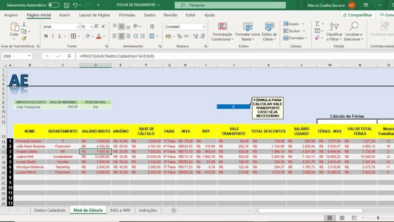 Planilha Novo Fluxo De Folha De Pagamento Em Excel Planilhas The Best