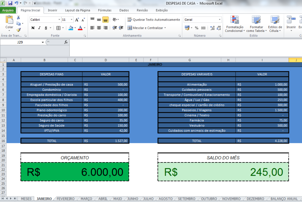 Planilha Para Despesas De Casa Planilhas Prontas