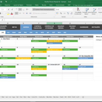 Planilha Planner Pessoal Em Excel Planilhas Prontas